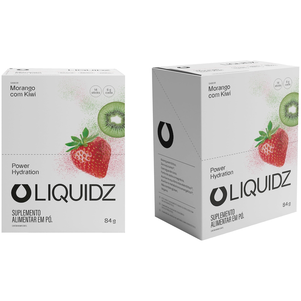 Imagem 1 do produto Caixa Liquidz Eletrólitos Suplemento Alimentar em Pó Morango com Kiwi - 84g