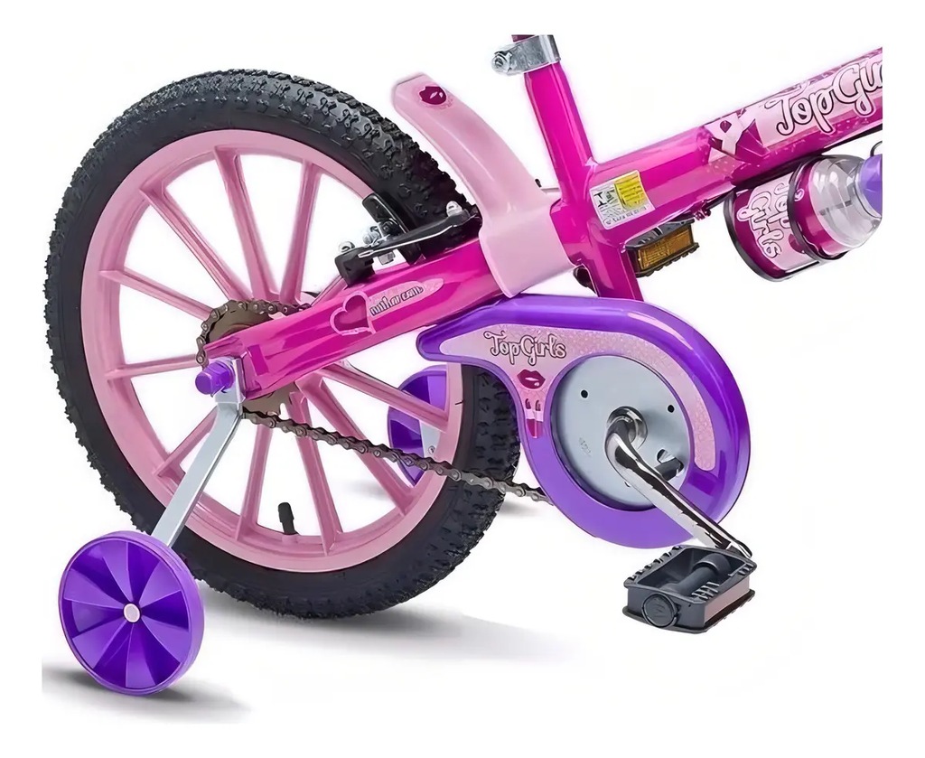 Imagem 5 do produto Bicicleta Infantil Nathor Aro 16 Top Girls 5 com Rodinhas Rosa