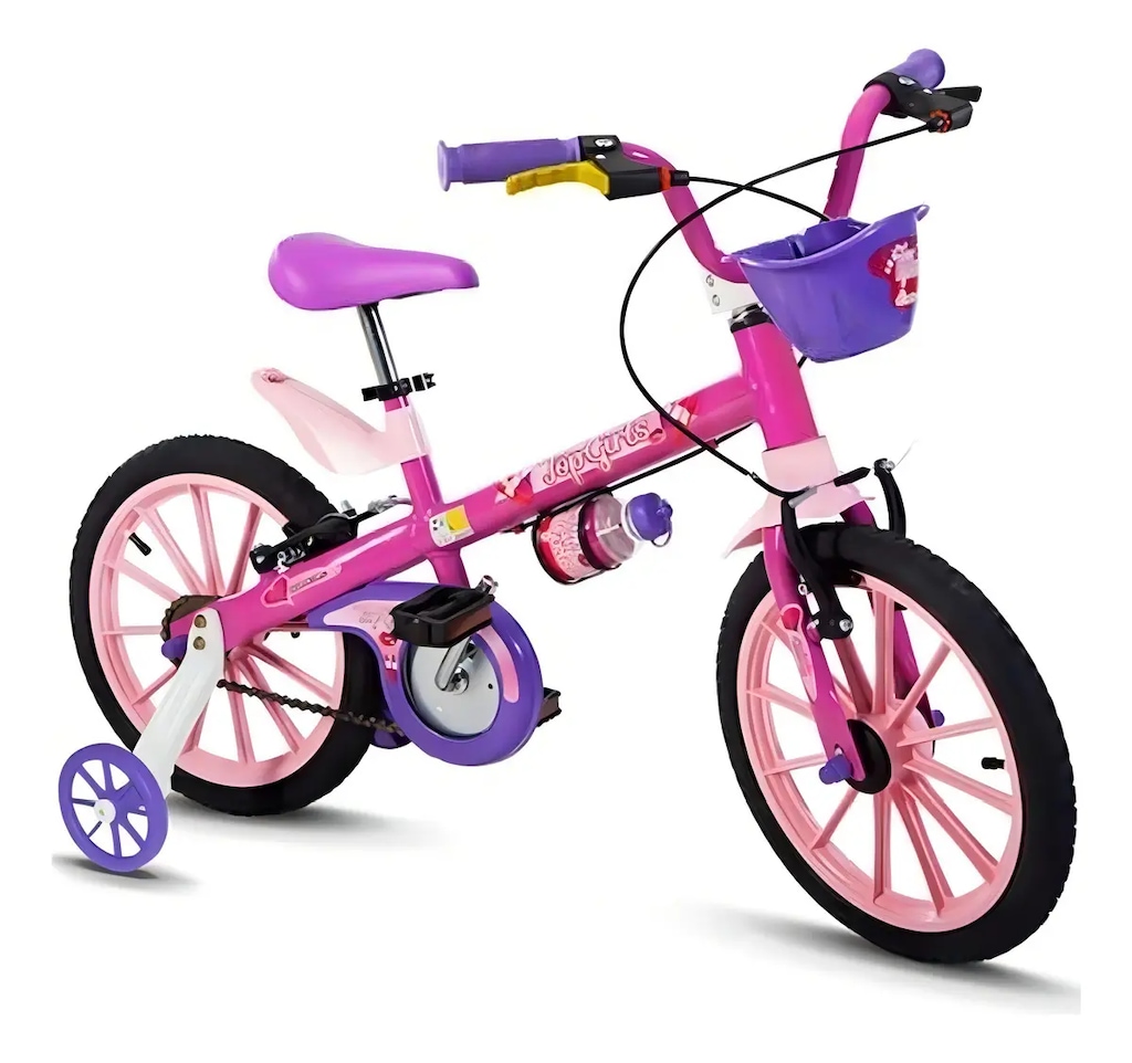 Imagem 1 do produto Bicicleta Infantil Nathor Aro 16 Top Girls 5 com Rodinhas Rosa