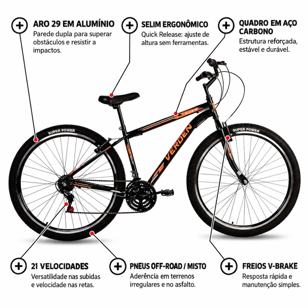 Imagem 3 do produto Bicicleta Aro 29 Verden V21 21 Marchas V-Brake