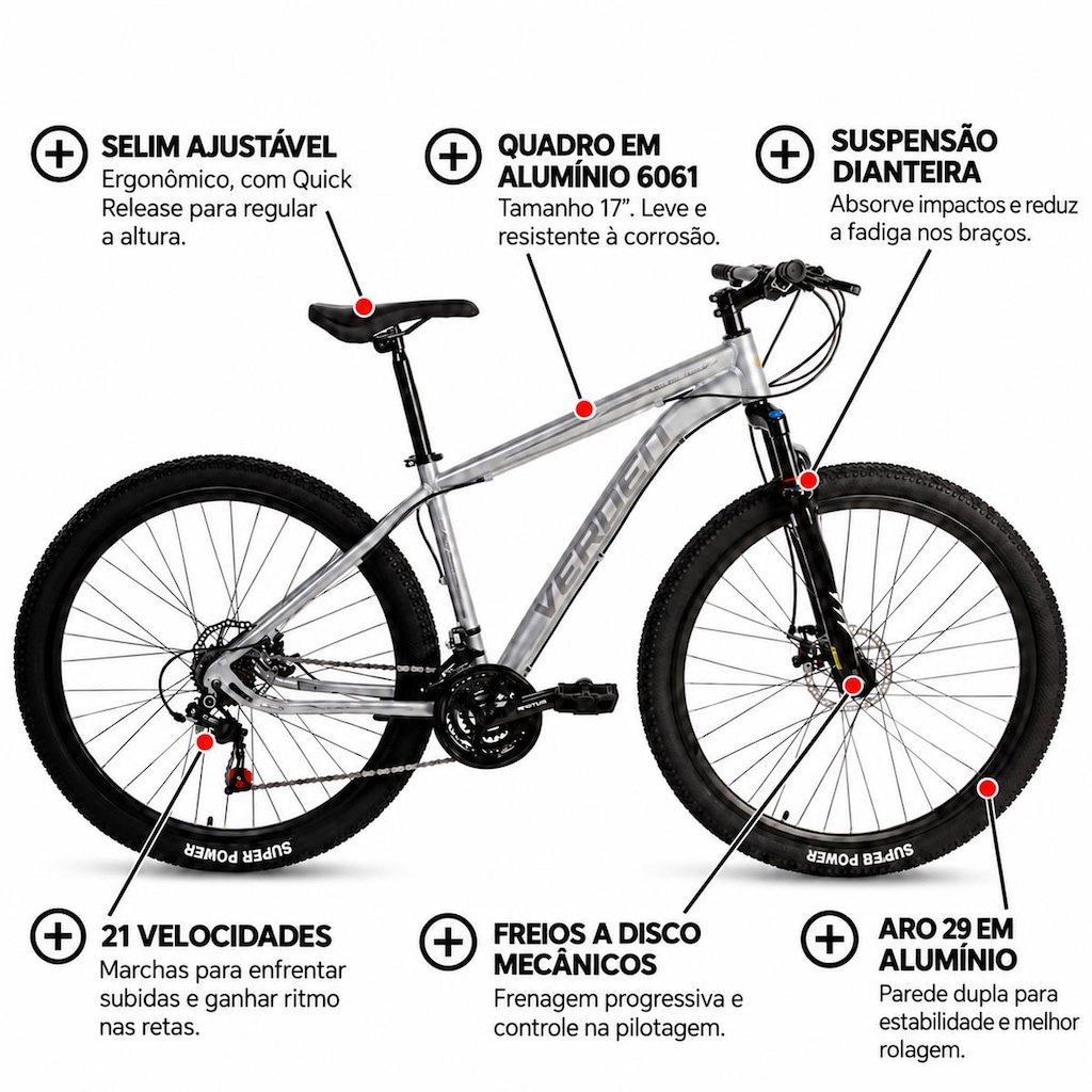 Imagem 3 do produto Bicicleta Aro 29 Verden Challenge V21 T17