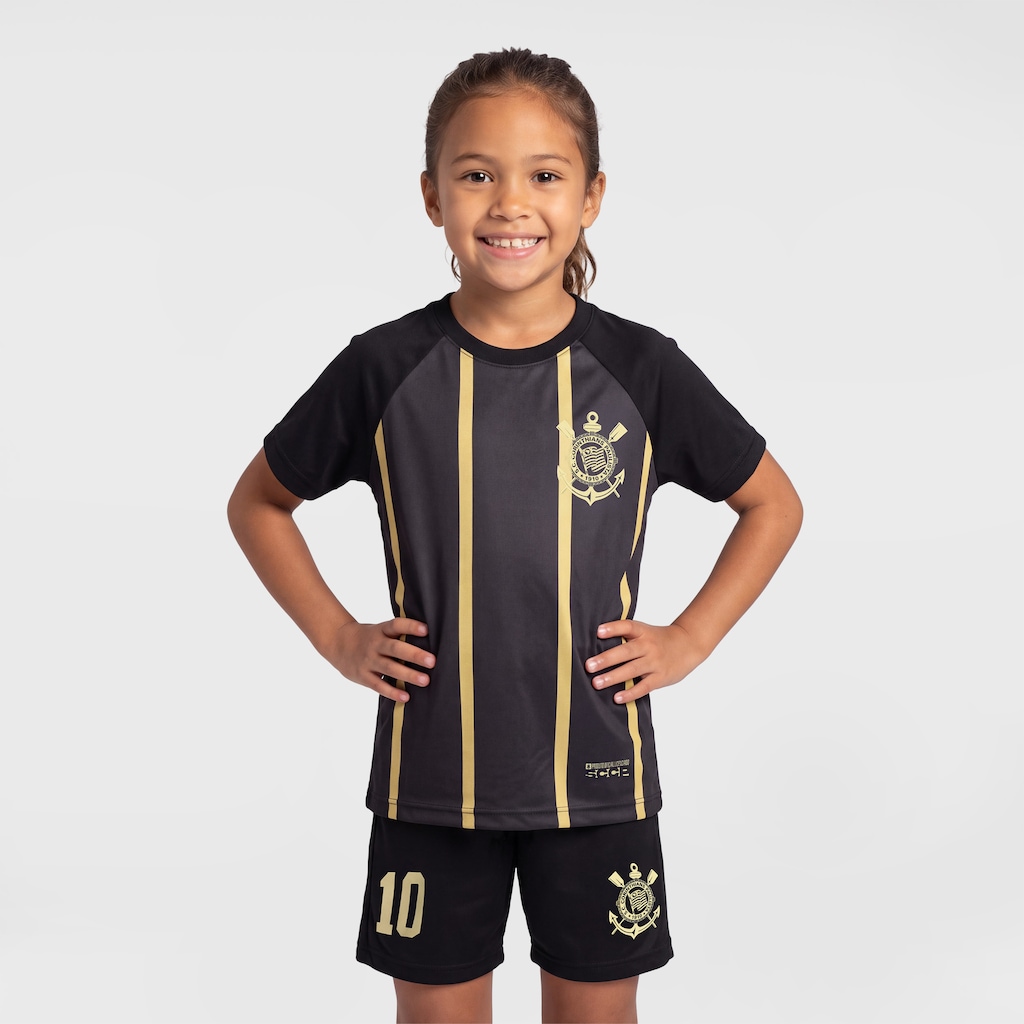 Imagem 4 do produto Kit Uniforme do Corinthians Coimbra Dourado Infantil