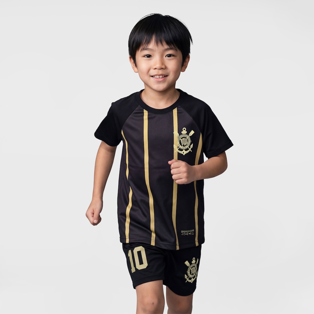 Imagem 1 do produto Kit Uniforme do Corinthians Coimbra Dourado Infantil