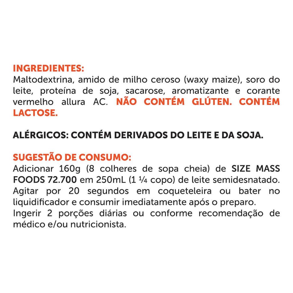 Imagem 2 do produto Maltodextrina BRN Foods Size Mass Foods 72.700 - Baunilha - 3kg