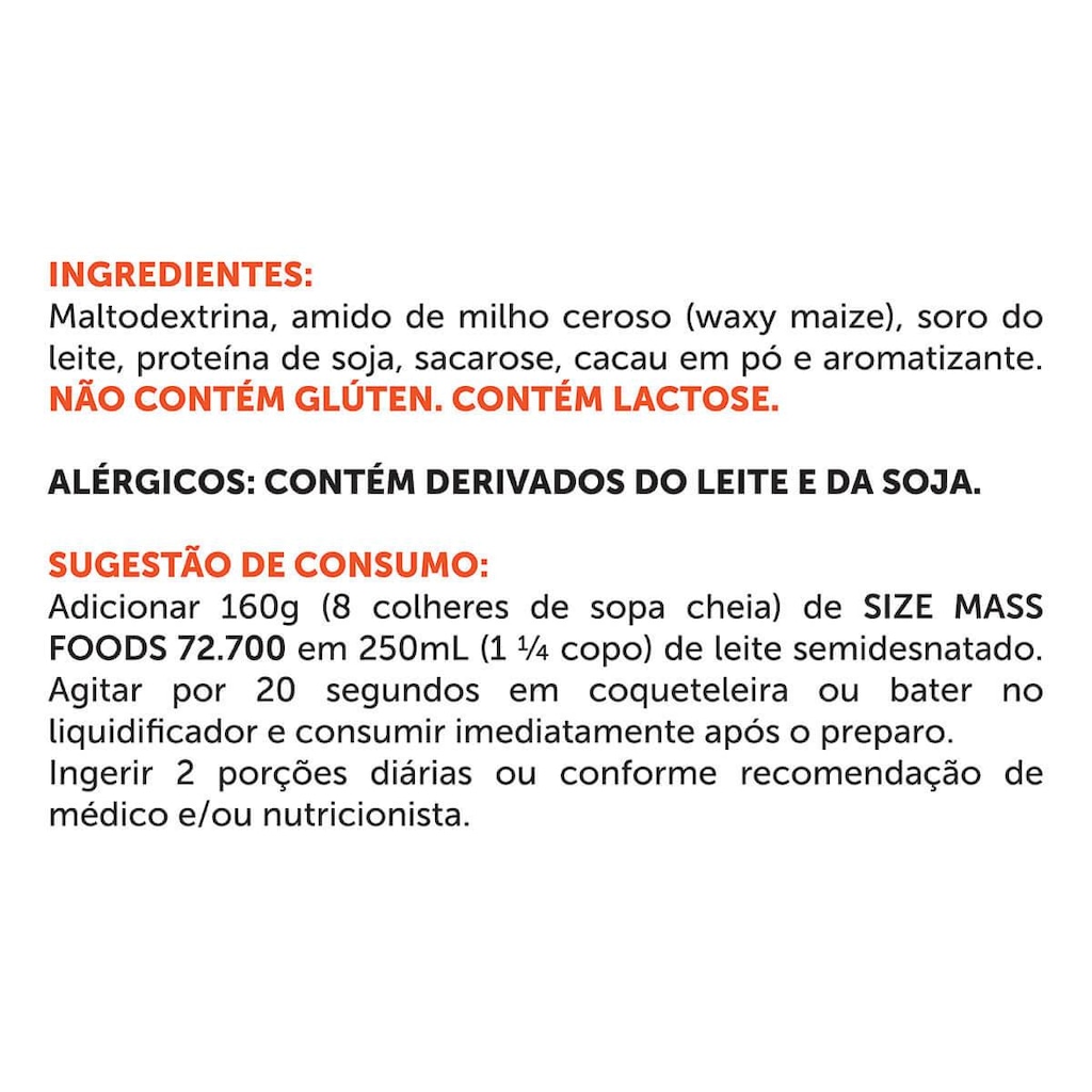 Imagem 2 do produto Maltodextrina BRN Foods Size Mass Foods 72.700 - Baunilha - 3kg