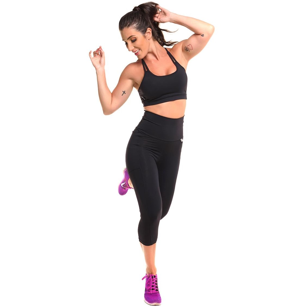 Imagem 3 do produto Conjunto Sandy Fitness Open Run Top + Calça Corsário com Proteção Solar UV50+ - Feminino