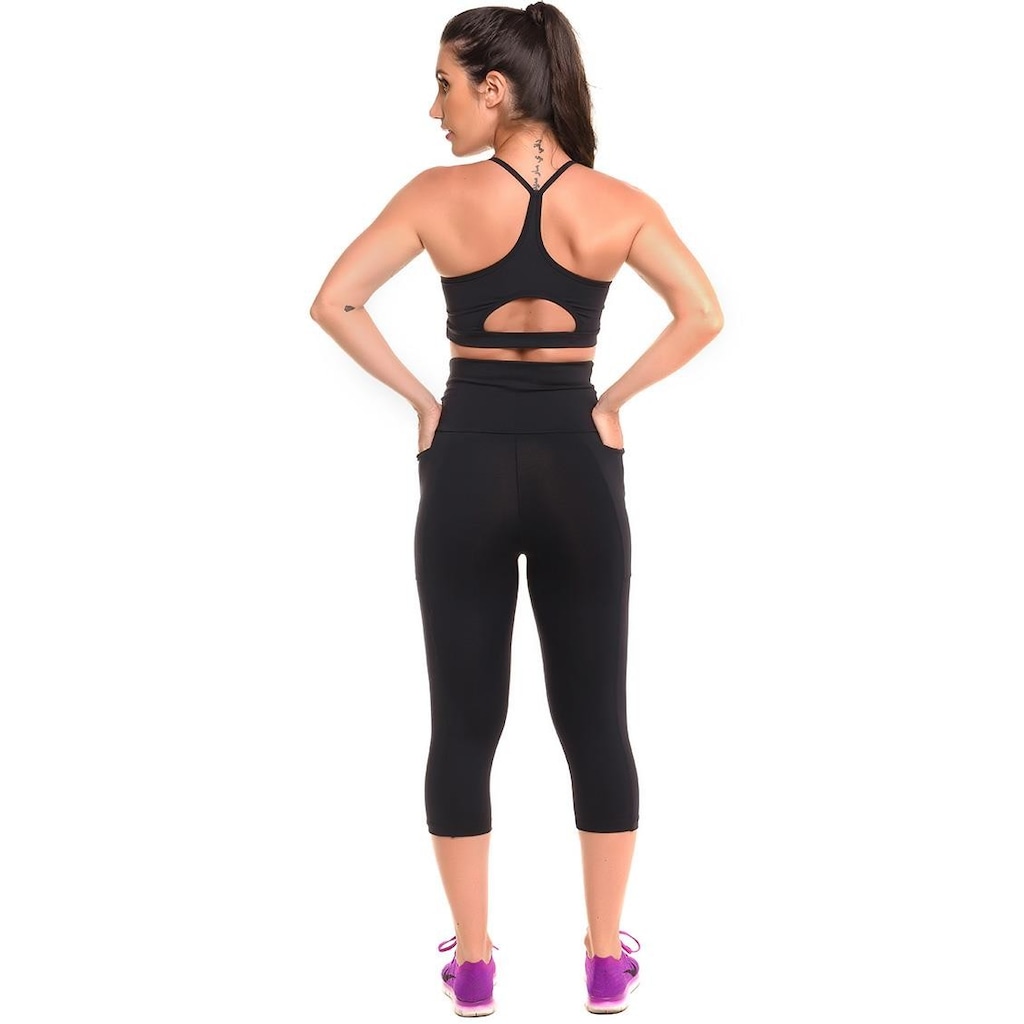Imagem 5 do produto Conjunto Sandy Fitness Open Run Top + Calça Corsário com Proteção Solar UV50+ - Feminino