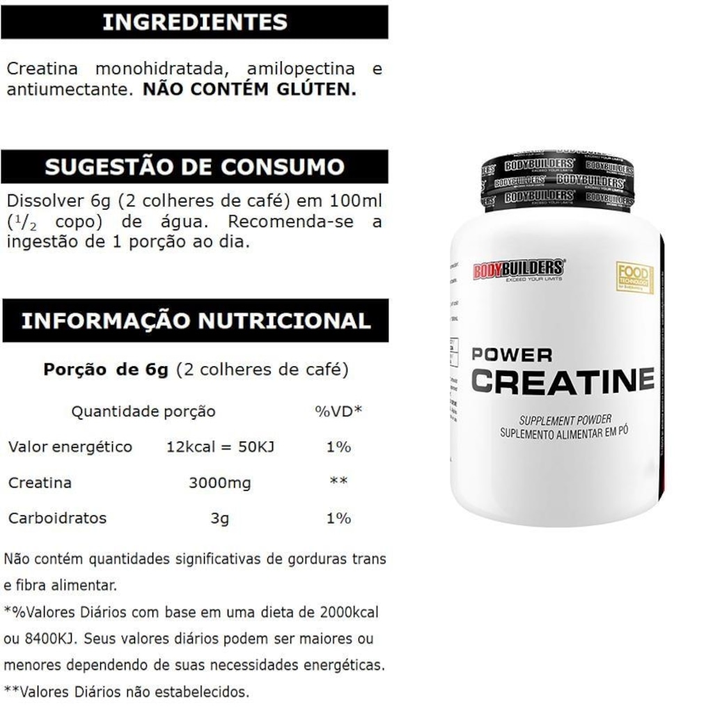 Imagem 4 do produto Kit Waxy Whey 2kg Morango + BCAA + Creatina 100g - Bodybuilders