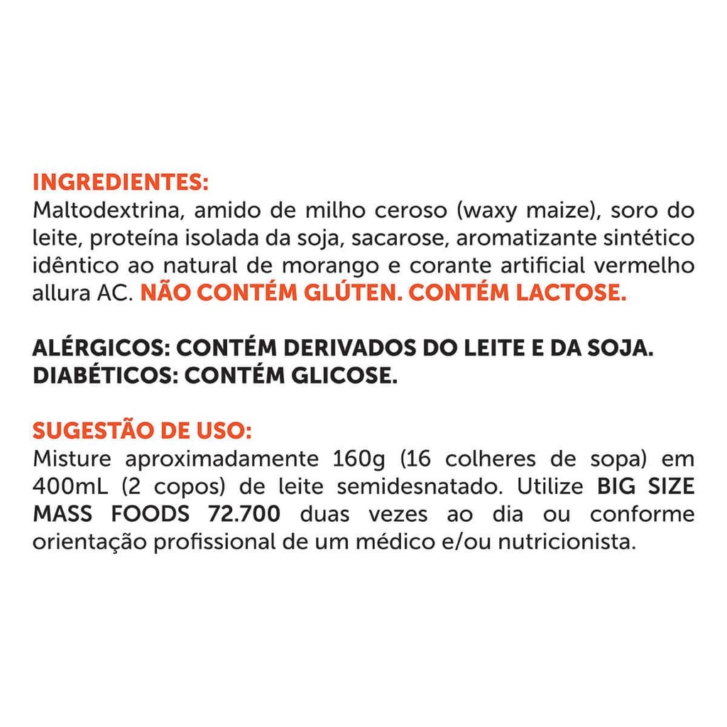 Imagem 4 do produto Hipercalórico BRN Foods Chocolate - 6kg + Creatina 100g