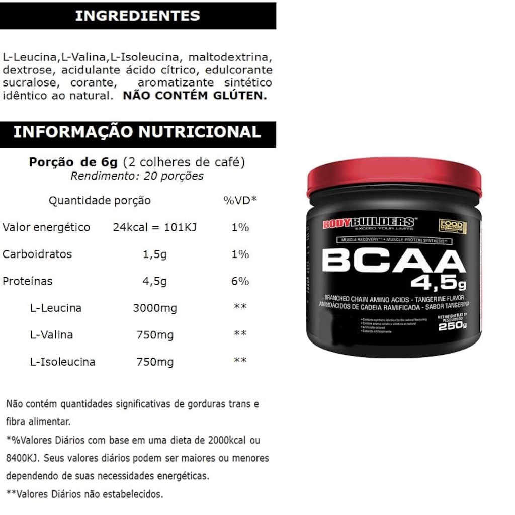 Imagem 5 do produto Kit Hipercalórico Bodybuilders - Baunilha - 3Kg + Whey Protein + Bcaa + Creatina + Coqueteleira