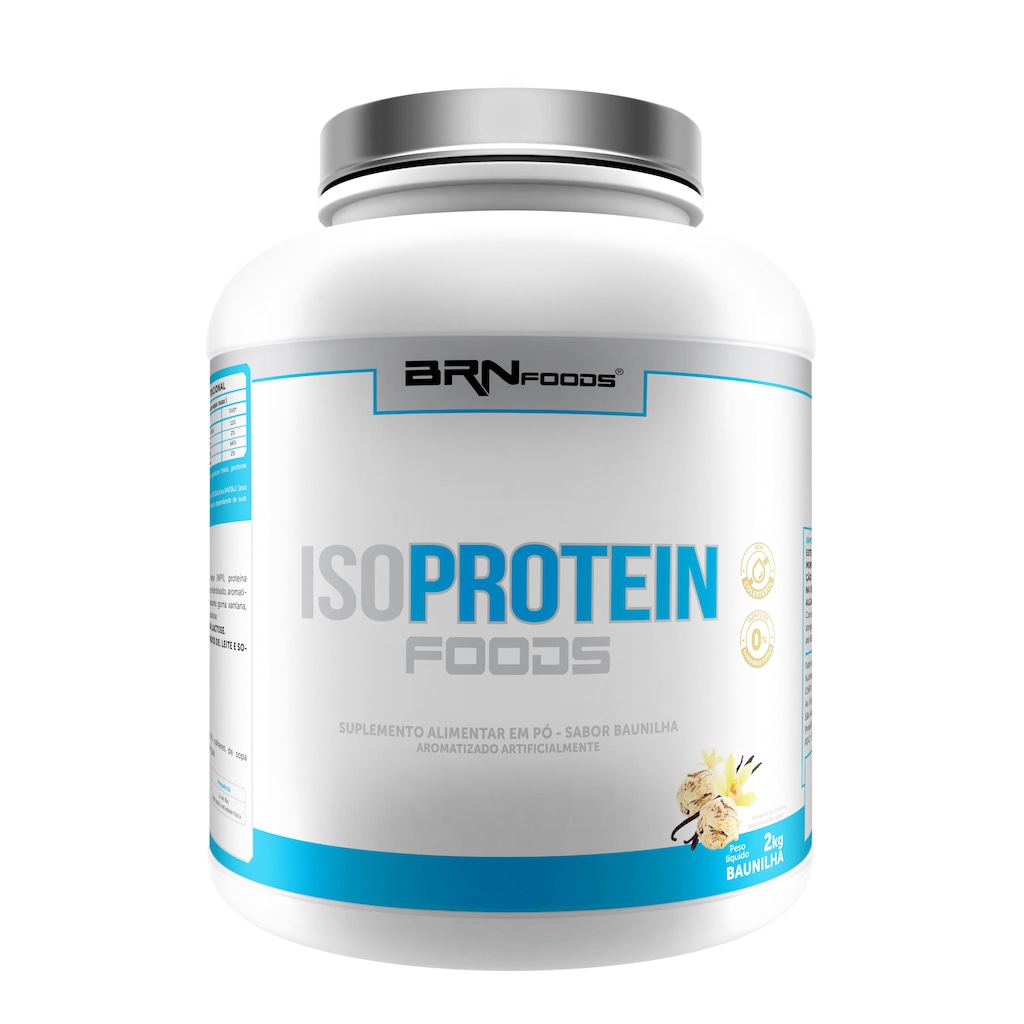Imagem 2 do produto Whey Protein Isolado BRN Foods - 2kg - Baunilha + Coqueteleira