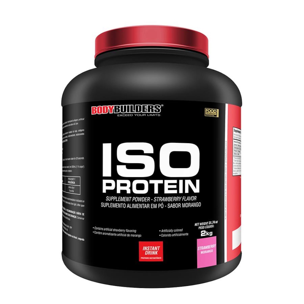 Imagem 2 do produto Whey Protein Isolado Bodybuilder - Morango - 2Kg + Coqueteleira