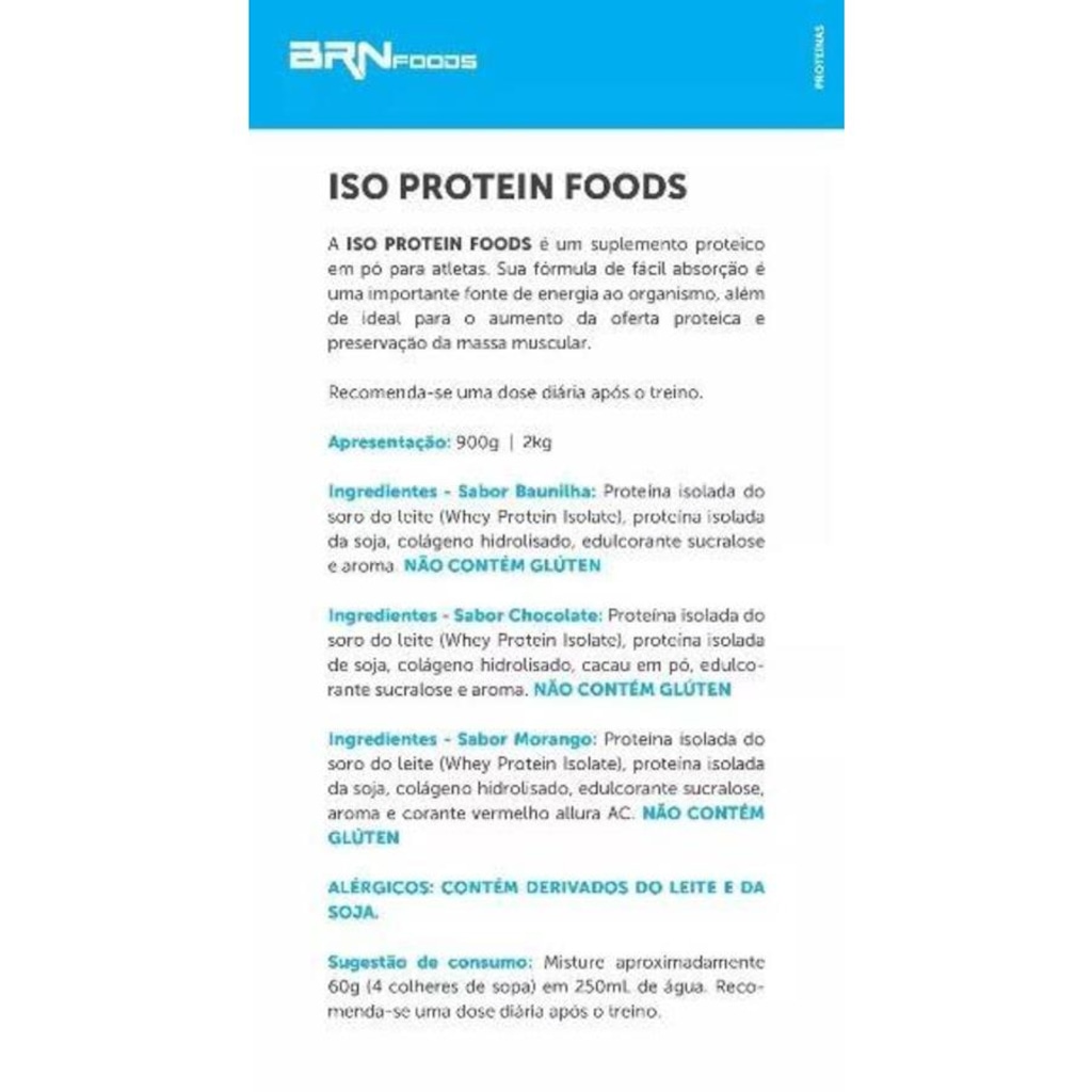 Imagem 4 do produto Whey Protein Isolado Brn Foods Iso Protein - Morango - 2kg + Fuel Shaker
