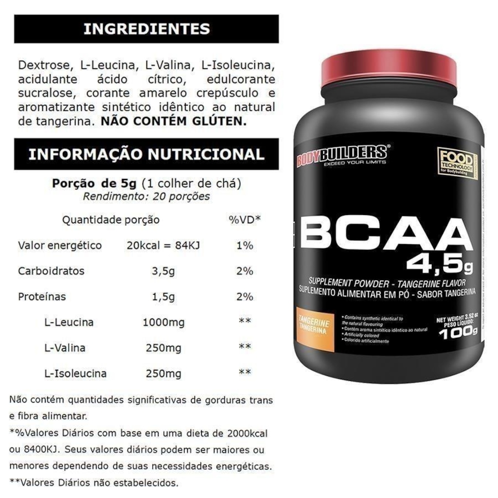 Imagem 3 do produto Kit Bodybuilders: Iso Protein - Chocolate - 900g + BCAA - Tangerina - 100g + Creatina - 100g