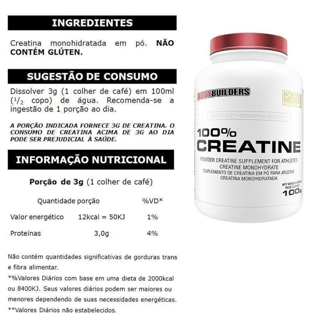 Imagem 4 do produto Kit Bodybuilders: Iso Protein - Chocolate - 900g + BCAA - Tangerina - 100g + Creatina - 100g