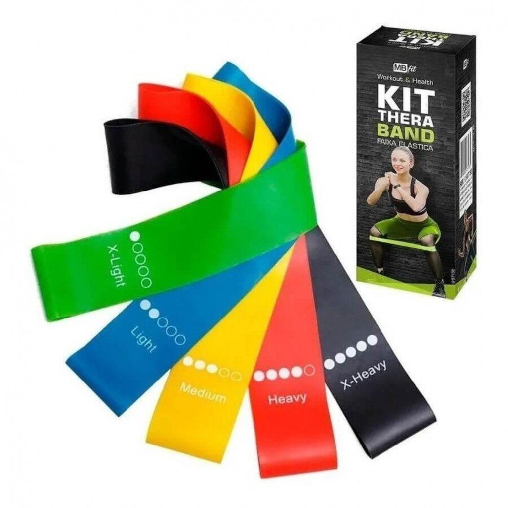 Imagem 2 do produto Kit MBFit: Mini Bands Funcional Faixa Elástica Thera Band - 5 Intensidades