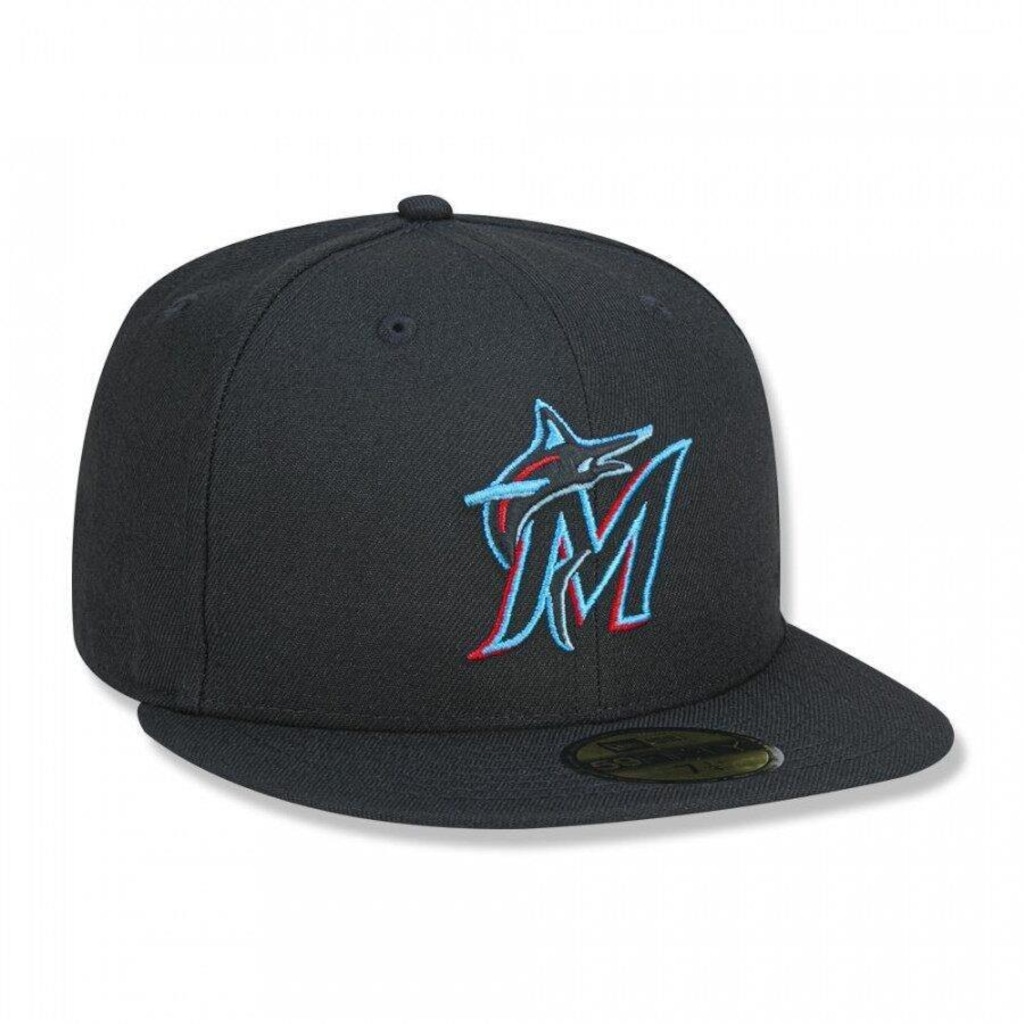 Imagem 3 do produto Boné Aba Reta New Era 59Fifty MLB Miami Marlins - Fechado - Adulto