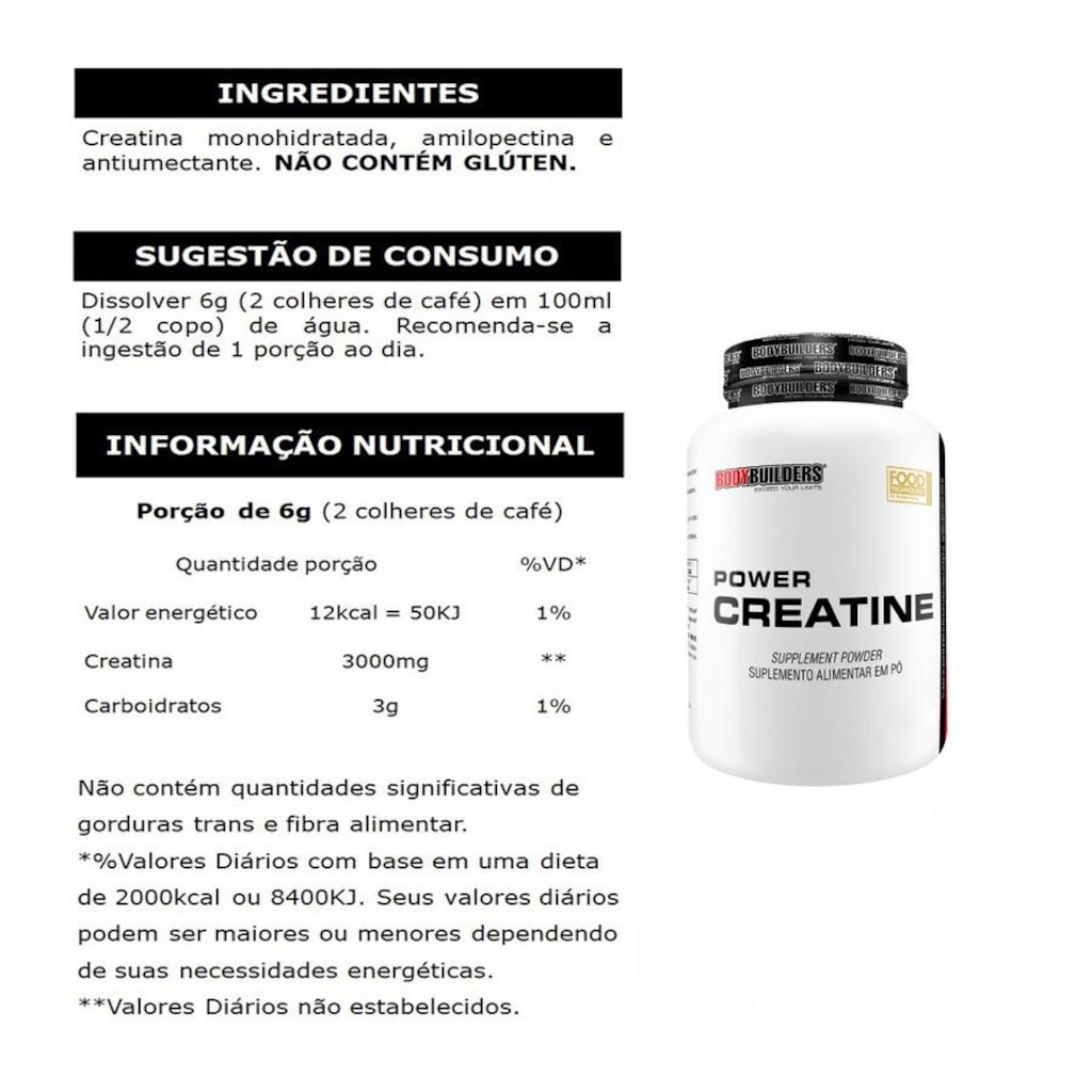 Imagem 4 do produto Kit 2x Giant Whey - Choc/Mor - 900g + 2x Creatina - 100g + 2x BCAA - Tang - 100g + Coqueteleira