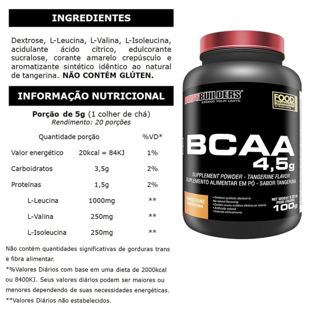 Imagem 4 do produto Kit Waxy Whey Choc 900g + Creatina 100g + BCAA 100g Tang + Coqueteleira - Bodybuilders