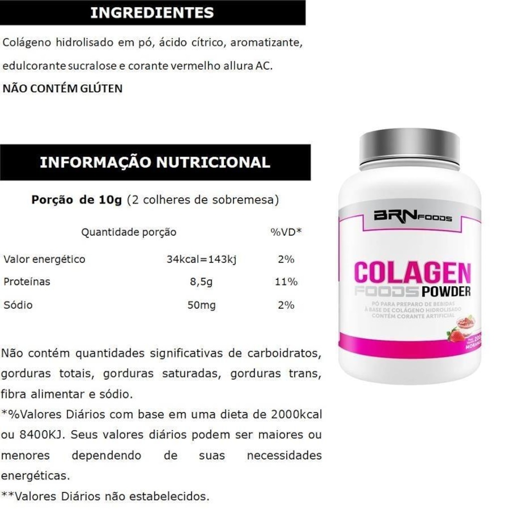 Imagem 3 do produto Kit 2x Whey Protein 900g Baunilha + Cafeína + Colágeno + Bcaa - BRN Foods