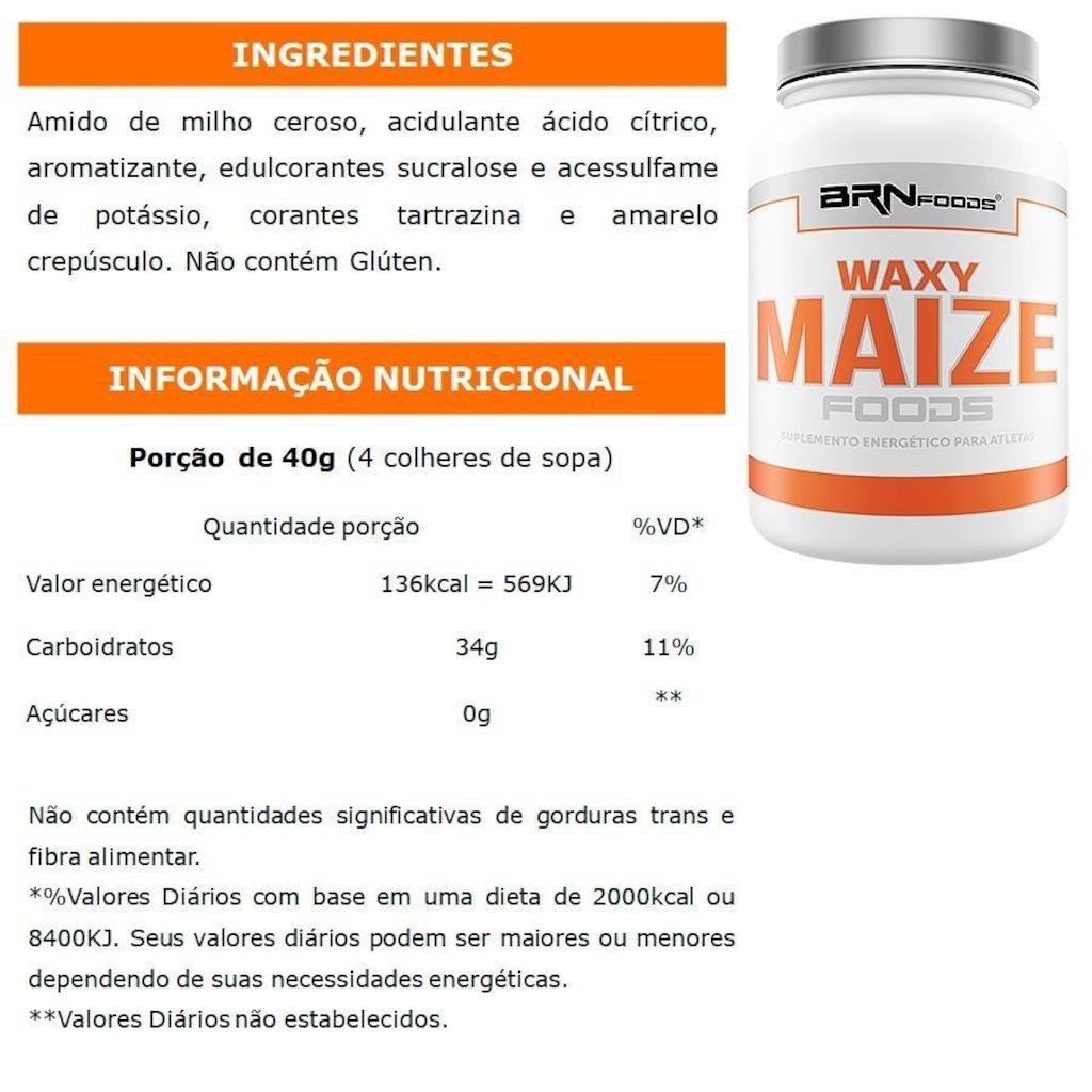 Imagem 3 do produto Kit Hipercalórico BRN Foods - Morango - 6kg + Waxy Maize - 1kg