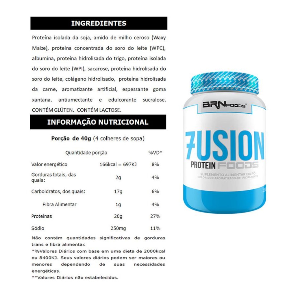 Imagem 2 do produto Kit BRN Foods 2x Whey Protein Fusion 900g Morango + BCAA 100g + Creatina 100g + Coqueteleira
