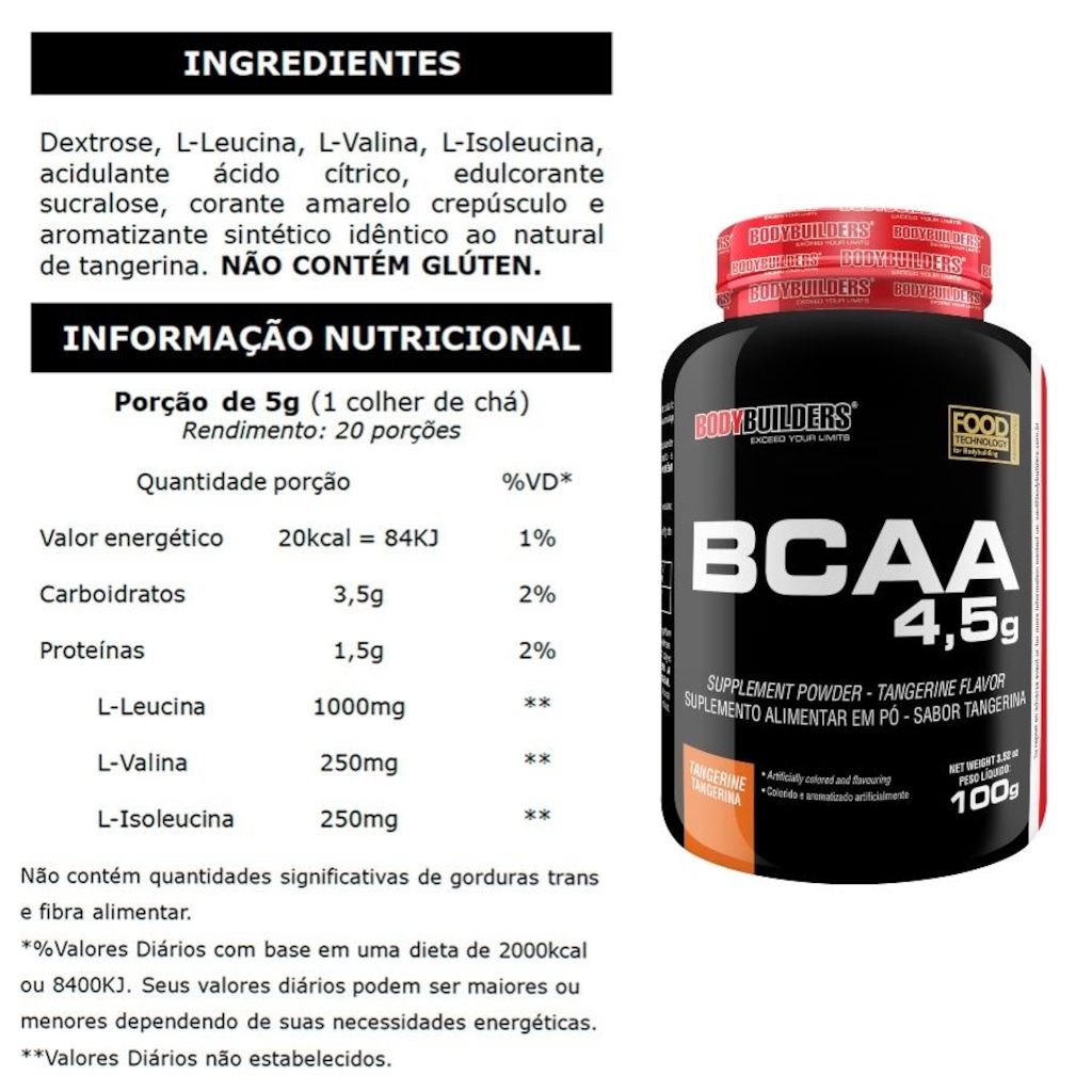 Imagem 3 do produto Kit Whey Protein Isolado Baunilha 2kg + BCAA 4.5 100g + Creatina 100g - Bodybuilders