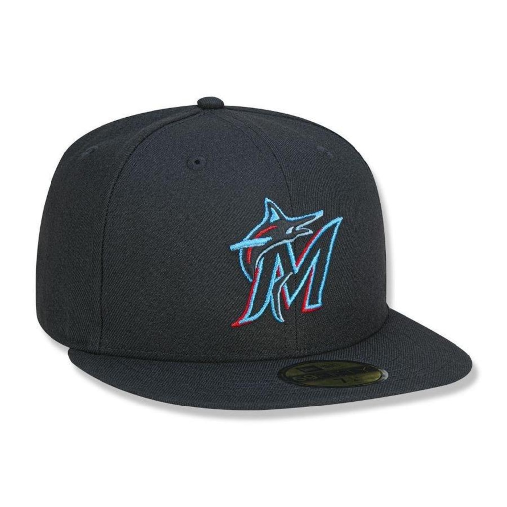 Imagem 4 do produto Boné Aba Reta New Era Miami Marlins 5950 Game Cap - Fechado