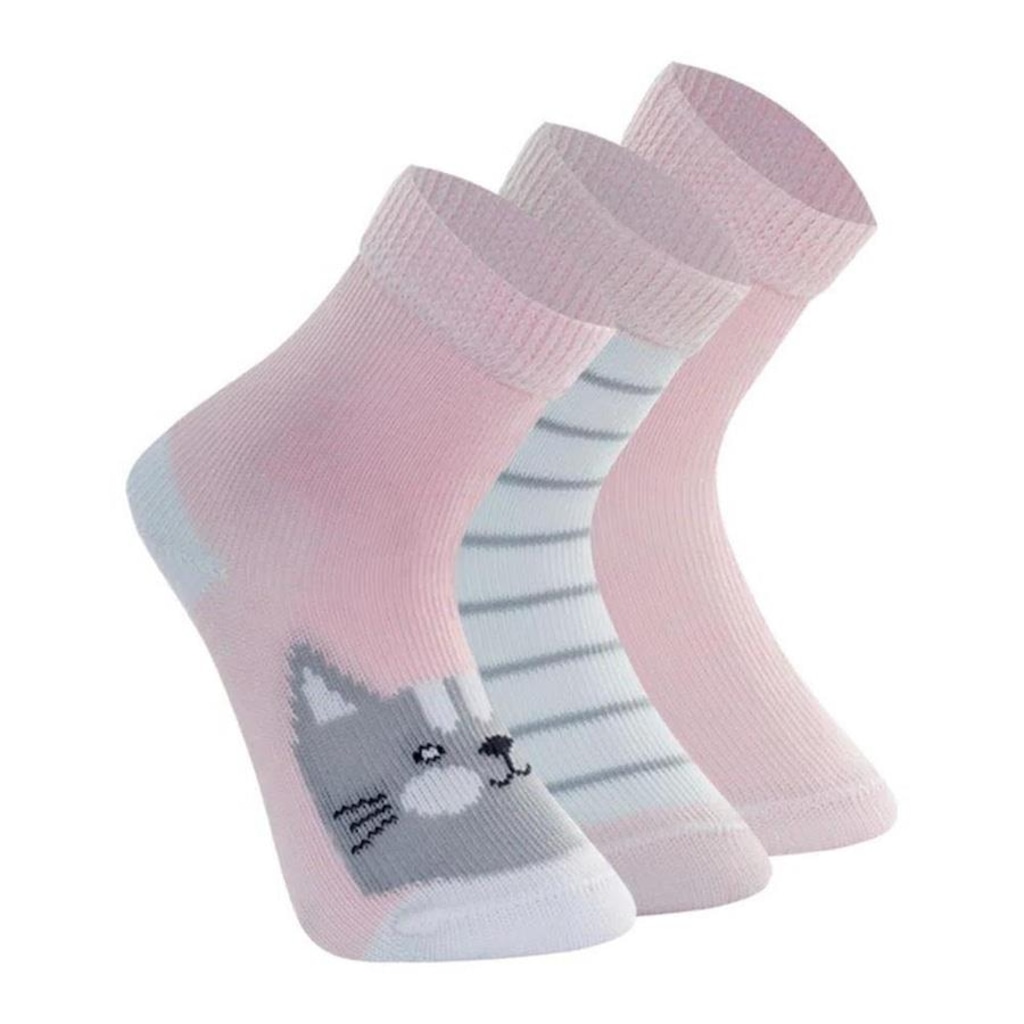 Imagem 2 do produto Kit Meias Cano Médio Mash Bebê Algodão Estampada Punho com 3 Pares - Infantil