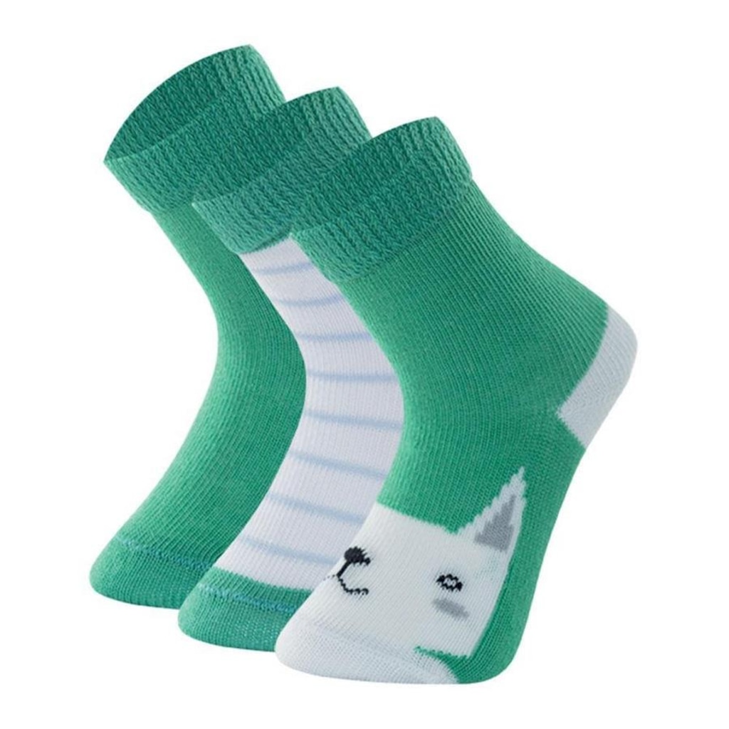 Imagem 2 do produto Kit Meias Cano Médio Mash Bebê Algodão Estampada Punho com 3 Pares - Infantil