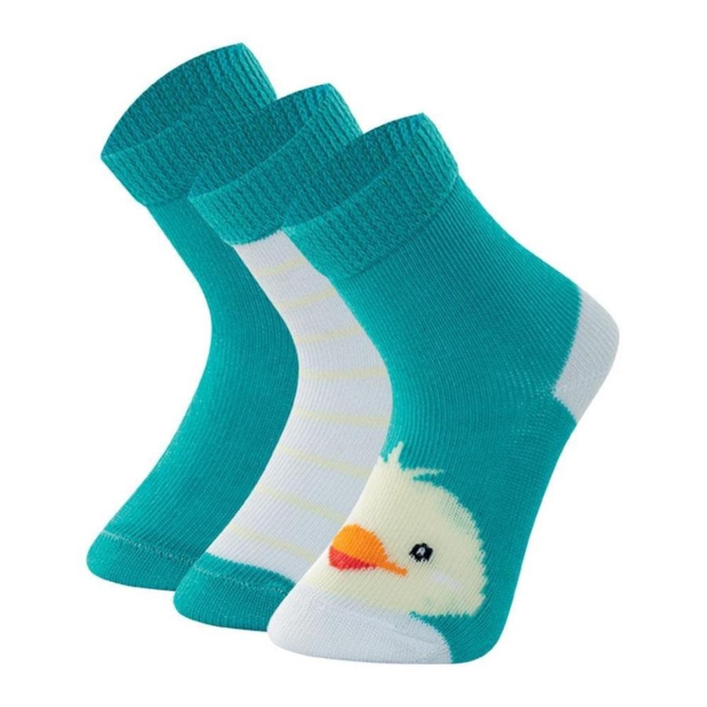 Imagem 2 do produto Kit Meias Cano Médio Mash Bebê Algodão Estampada Punho com 3 Pares - Infantil