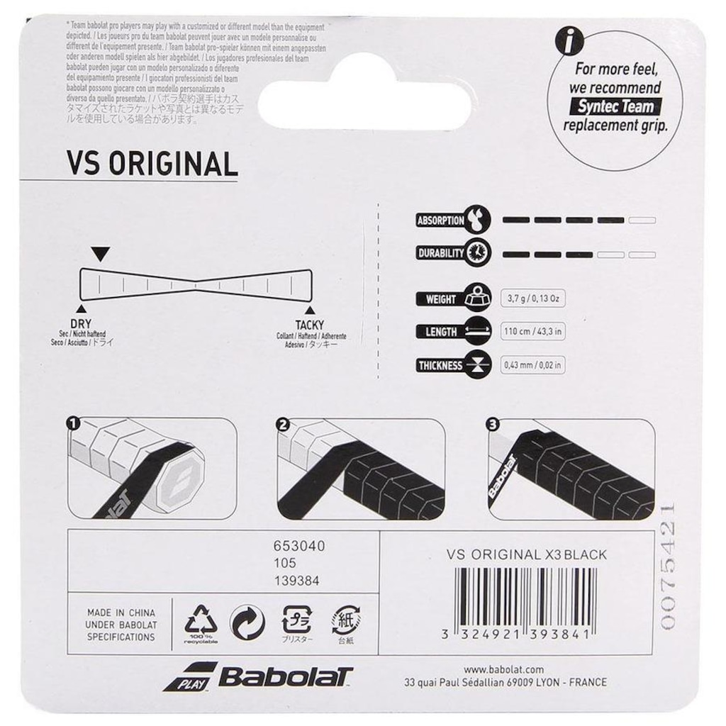 Imagem 4 do produto Overgrip Babolat VS Original X3 Preto