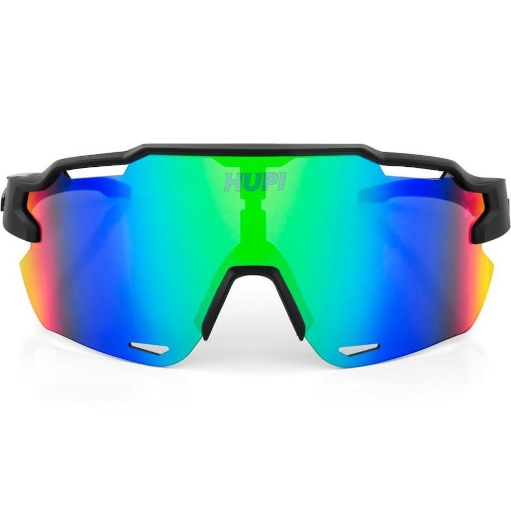 Imagem 2 do produto Óculos de Sol Esportivo Ciclismo HUPI Quiriri Preto Lente Verde Espelhado Proteção UV - Unissex