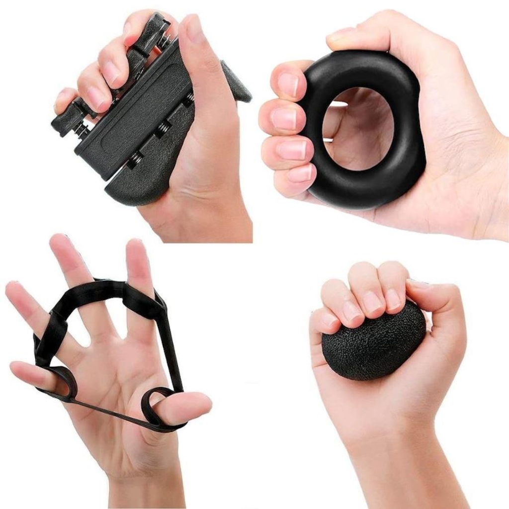 Imagem 4 do produto Kit Fortalecedor de Mão Yangfit: Hand Grip + Mola para Dedos + Exercitador de Silicone + Anel para Reabilitação + Bola Terapia + Bolsa