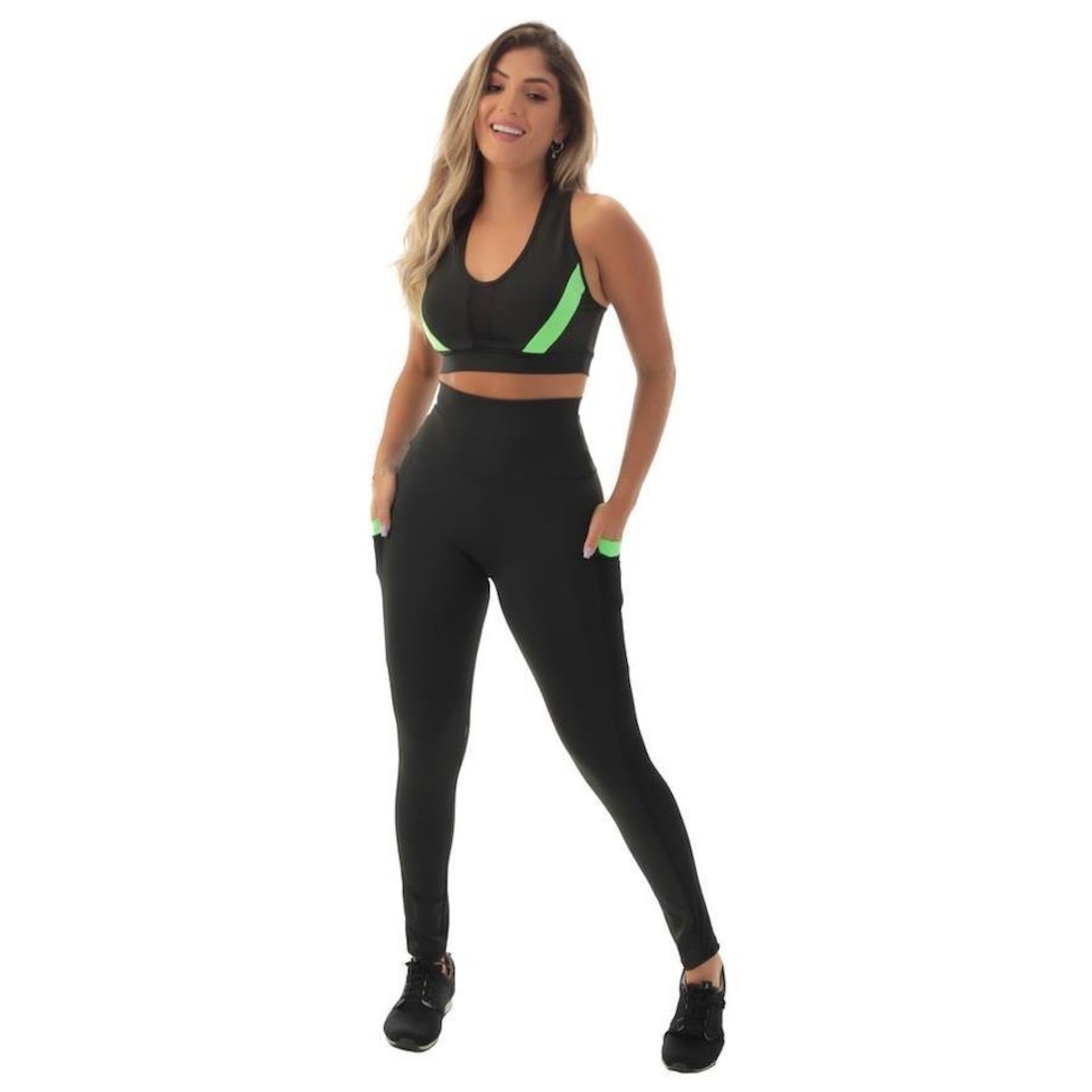 Imagem 3 do produto Conjunto Fristyle Fitness Calça Legging com Bolso e Top Academia - Feminino