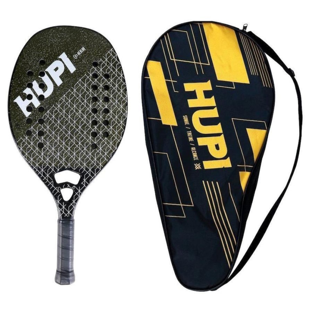 Imagem 2 do produto Kit 2 Raquetes Beach Tennis HUPI Net Pro Kevlar + 3 Bolas