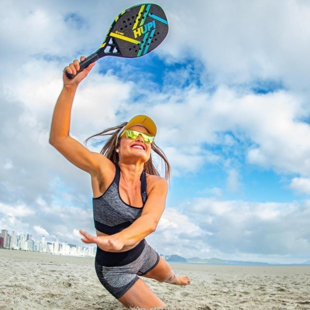 Imagem 5 do produto Kit 2 Raquetes Beach Tennis HUPI Doha Carbon 3K com Bolsa + 3 Bolas