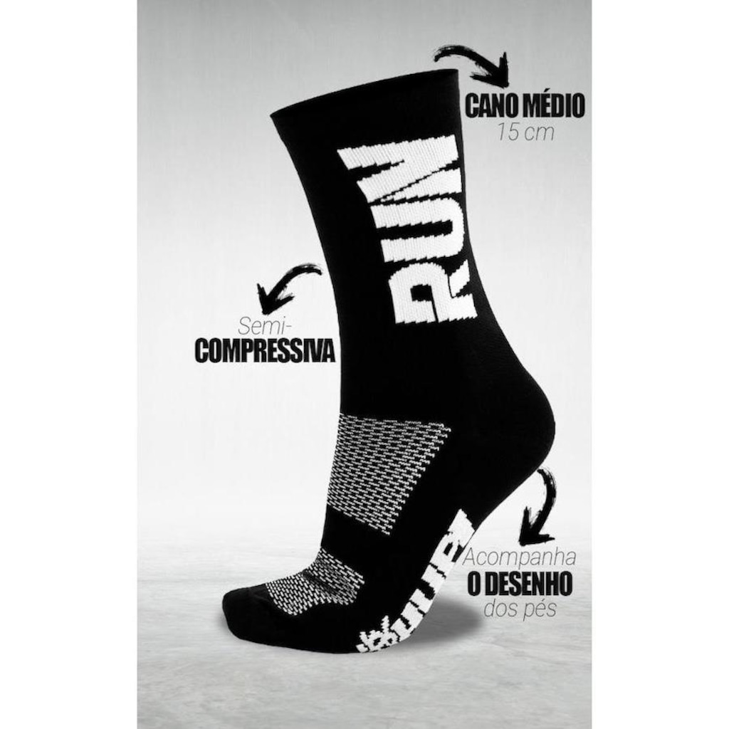 Imagem 4 do produto Kit Meia Hupi Corrida Run com 02 Pares - 34 ao 38 - Adulto