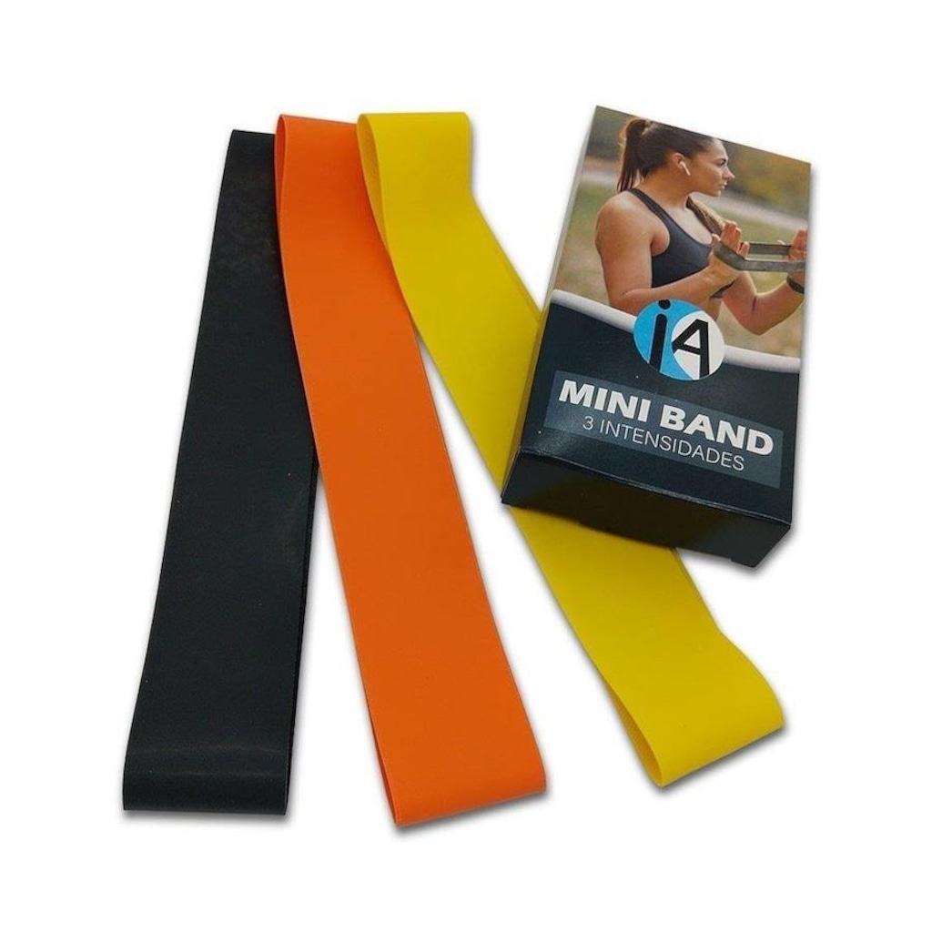 Imagem 2 do produto Faixas Elasticas Iniciativa Fitness Mini Band - Tensões Leve, Média e Forte + Coqueteleira - 500ml