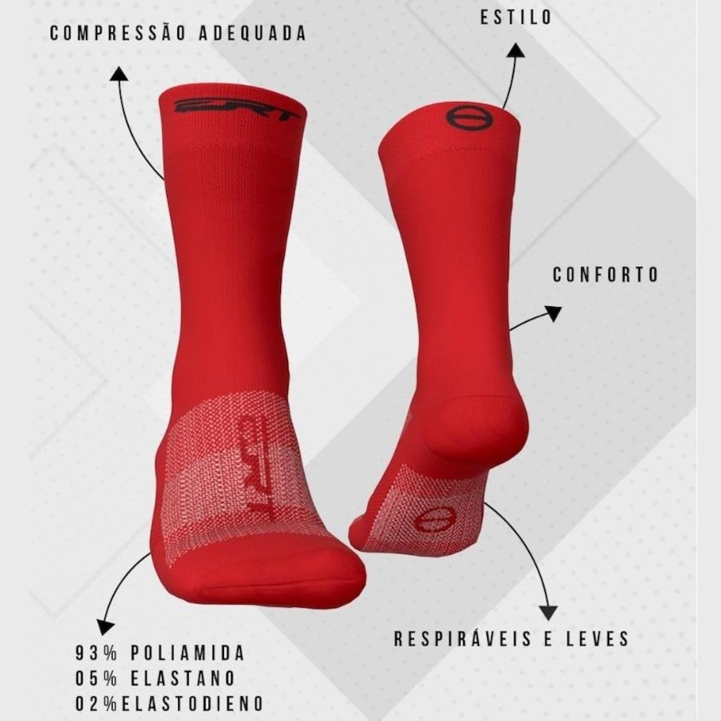 Imagem 2 do produto Meias de Ciclismo Cano Médio Ert Xtreme Cool - 38 à 42 - Adulto