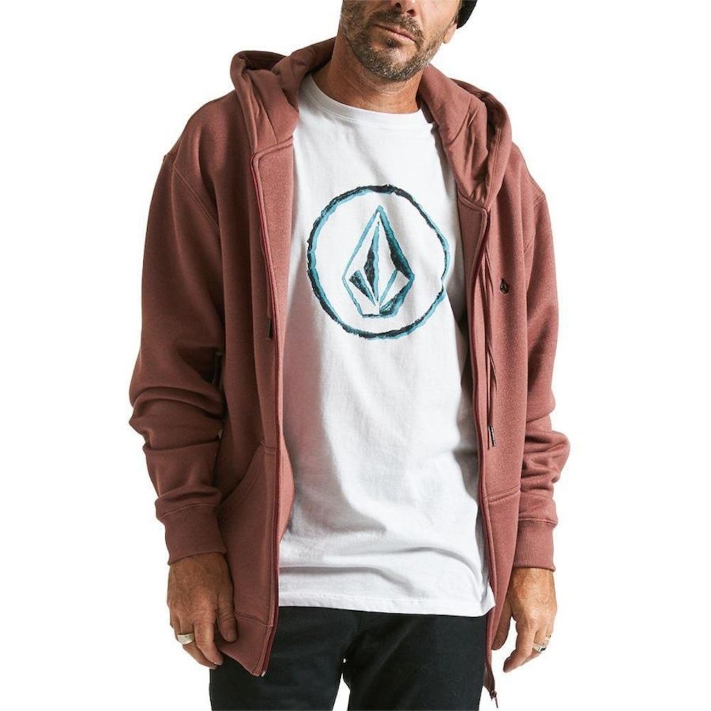 Imagem 2 do produto Jaqueta com Capuz Volcom Aberto Single Stone -Masculino