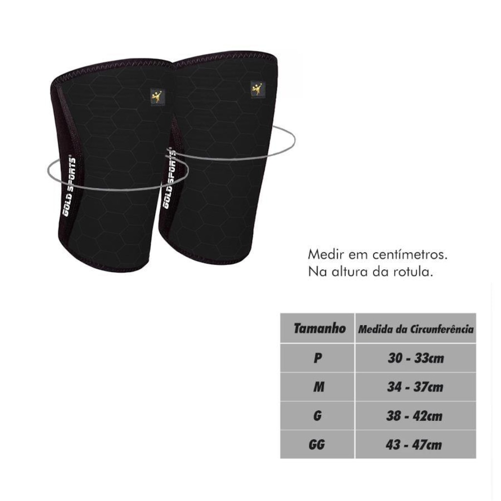 Imagem 3 do produto Joelheira Gold Sports Cross Training Pro em Neoprene 7 mm - 2 unidades