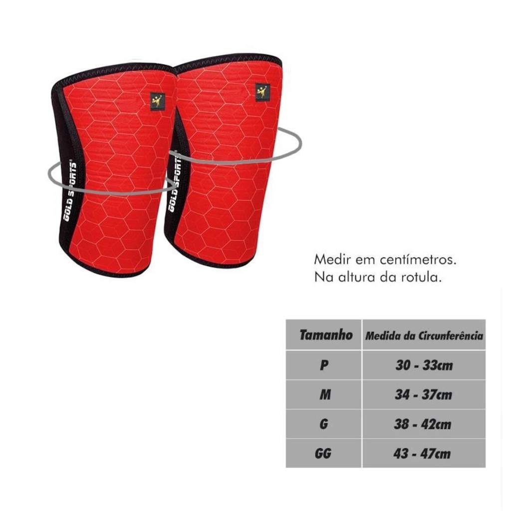 Imagem 3 do produto Joelheira Gold Sports Cross Training Pro em Neoprene 7 mm - 2 unidades