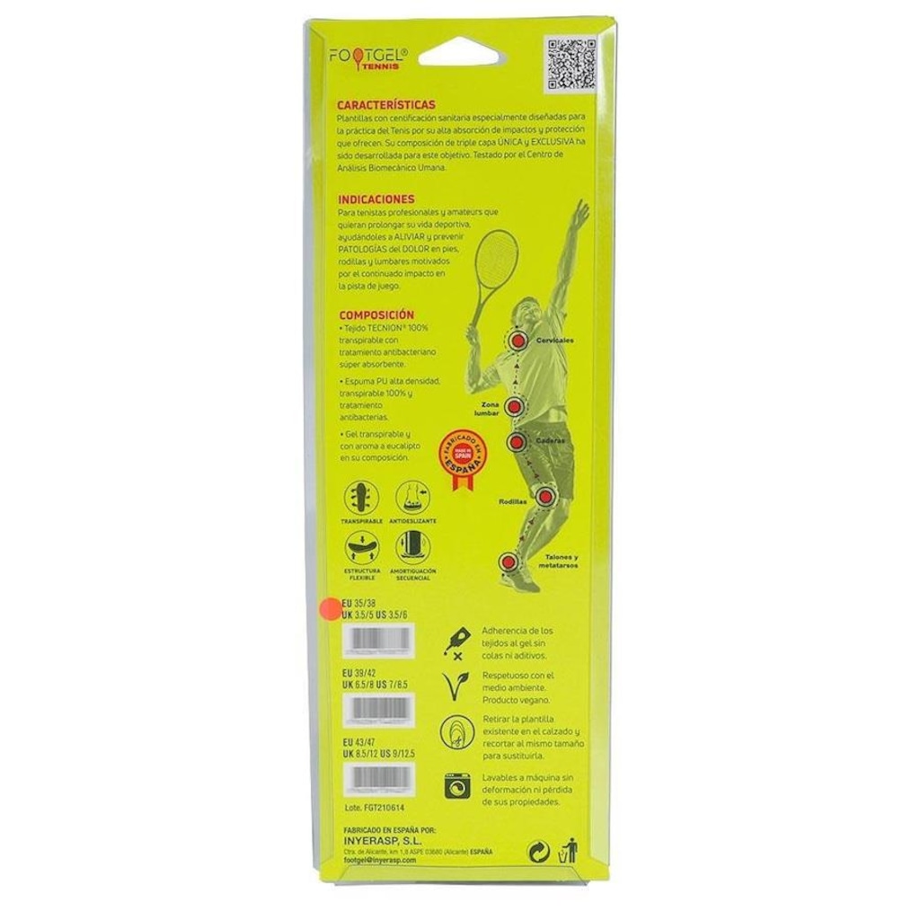 Imagem 2 do produto Palmilha de Gel Footgel Tennis 33 ao 36 - Adulto