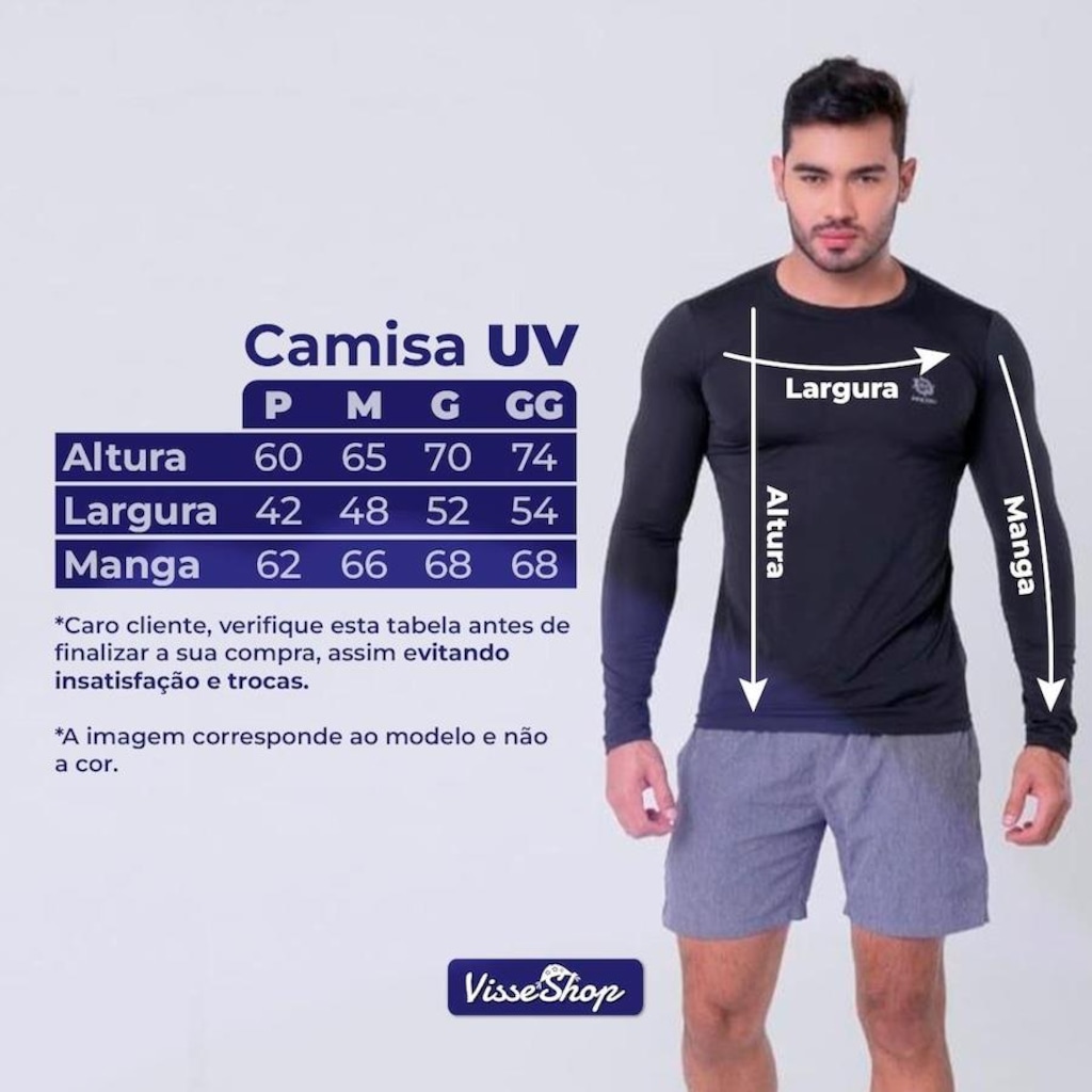 Imagem 3 do produto Camiseta Térmica Proteção UV 50+ Manga longa Segunda Pele LJ Camisa UV - Masculina