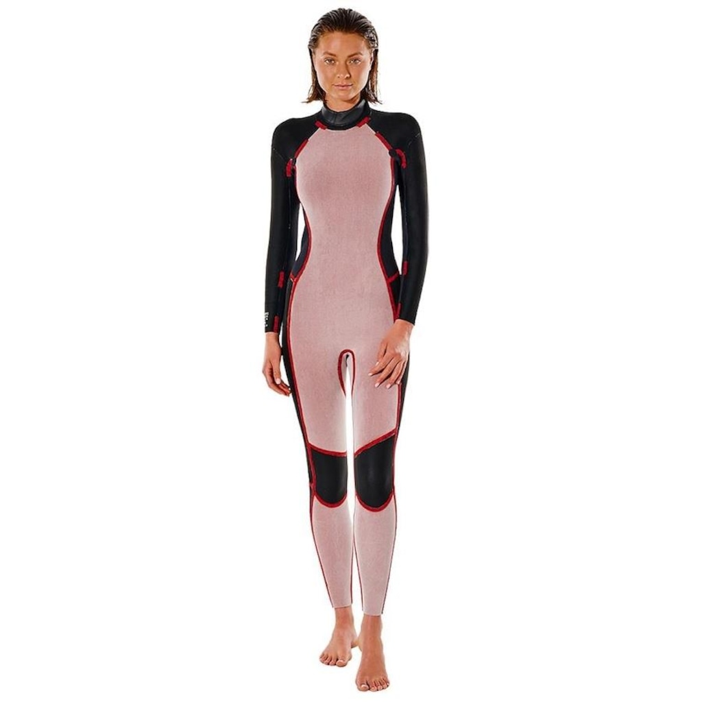 Imagem 3 do produto Long John Rip Curl Dawn Patrol 3/2 Zip Charcoal - Feminino