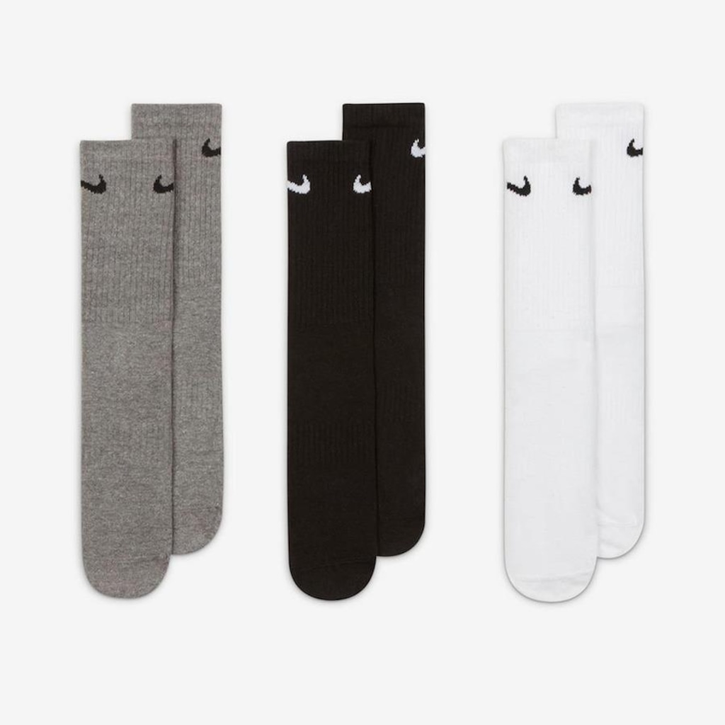 Imagem 2 do produto Kit de Meias Cano Alto Nike Everyday Lightweight - Adulto - 3 Pares