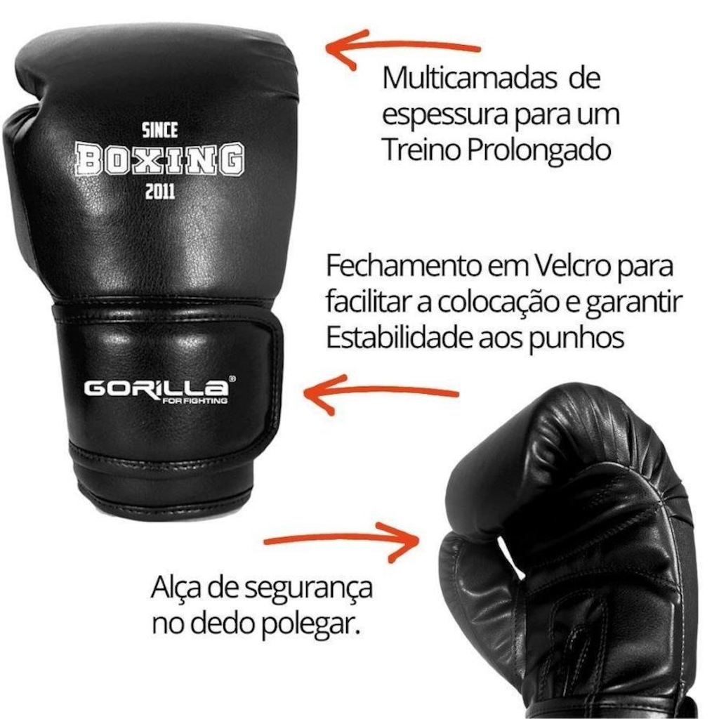 Imagem 5 do produto Kit de Luta Gorilla: Luva 12oz + Bandagem + Protetor Bucal+ Sacochilas