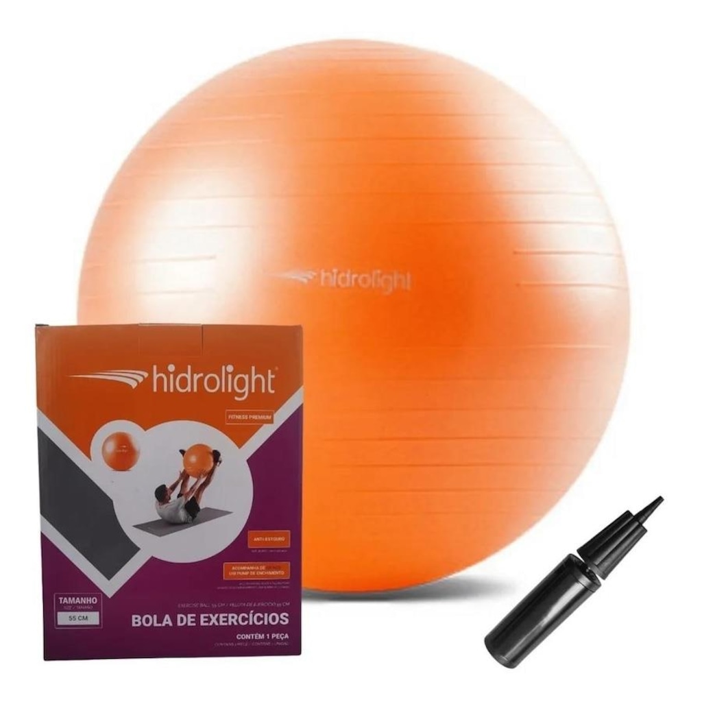 Imagem 2 do produto Bola de Exercícios Suiça com Bomba de Ar Hidrolight Academia - Pilates - Yoga - 55cm