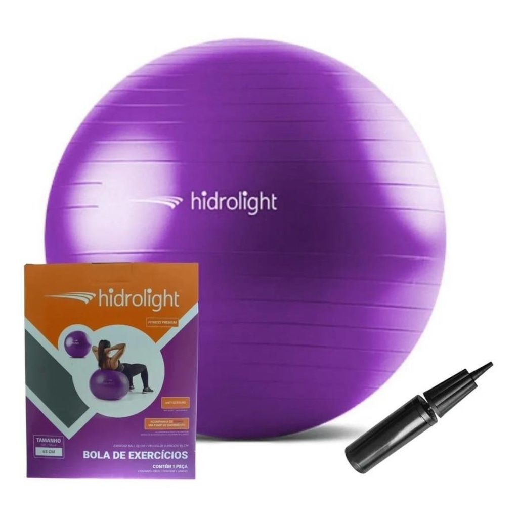Imagem 4 do produto Bola de Exercícios Suiça com Bomba de Ar Hidrolight FL13B 65cm - Academia - Pilates - Yoga